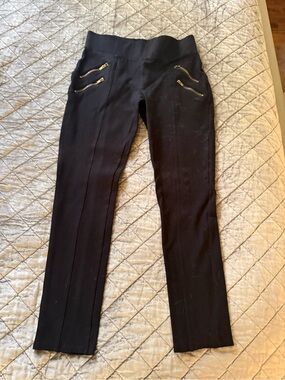Ci Sono Black Skinny Pants with Gold Zippers